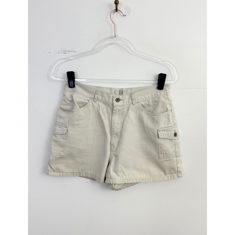 Vintage‎ GAP Cargo Shorts Cream Khaki High Rise Cotton Mini Shorts Women's S